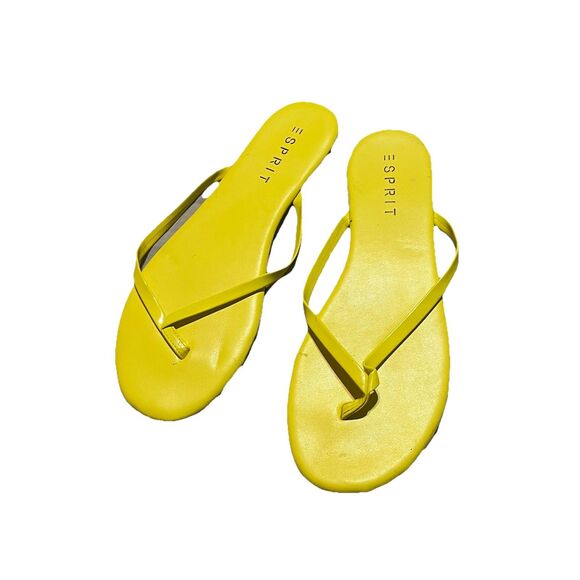 Esprit Bright Yellow Thong Flats Womens Size 10M Flip Flops Funky Fun Summer - Picture 1 of 8